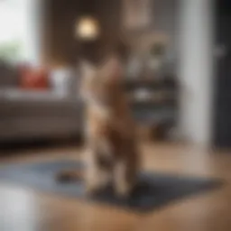 Elegant cat scratch floor mat in modern living room