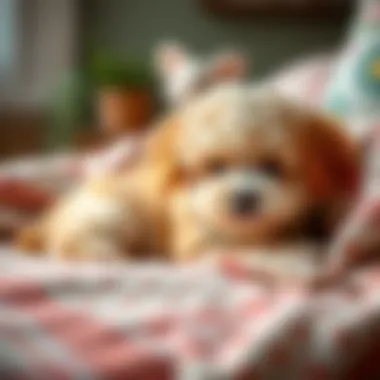 A charming AKC Toy Poodle resting on a cozy blanket
