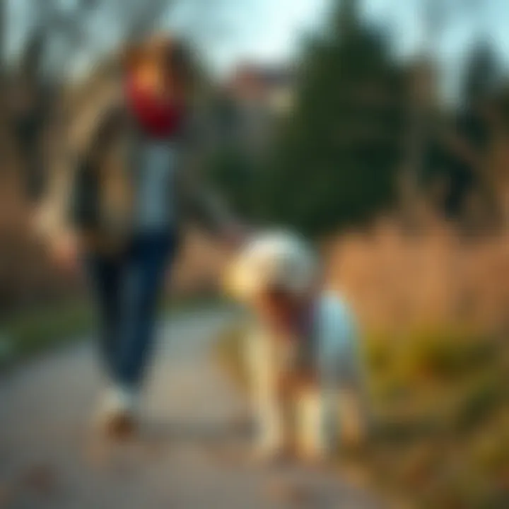 Owner bonding with an AKC Toy Poodle during a walk