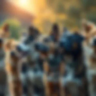 Various dog breeds lined up, showcasing diversity