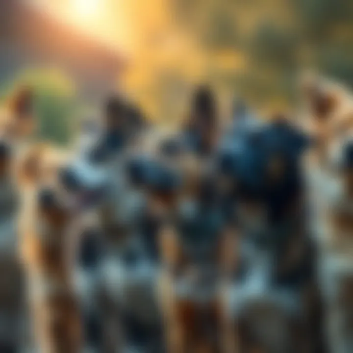 Various dog breeds lined up, showcasing diversity