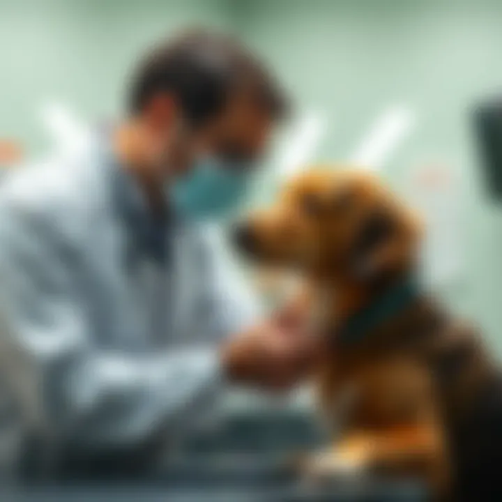 A veterinarian examining a dog for parasitic infections
