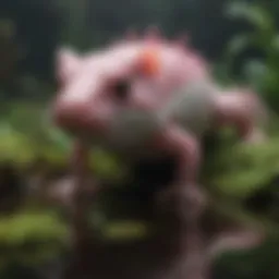 Vibrant axolotl in a natural habitat showcasing its unique features.