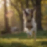 A playful dog catching a frisbee outdoors