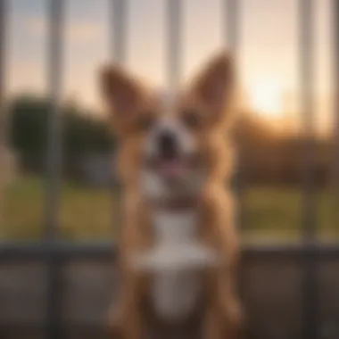 Small dog enjoying outdoor kennel