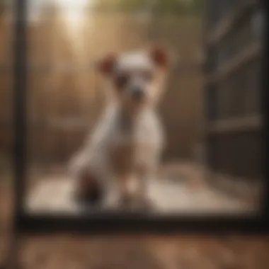 Small dog exercising in outdoor kennel