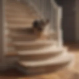 Elegant pet stairs with a furry companion