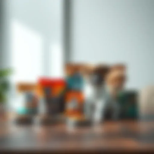 A variety of premium puppy food options displayed on a wooden table.
