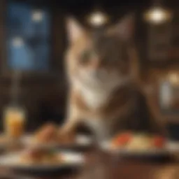 Elegant cat enjoying gourmet refrigerated meal