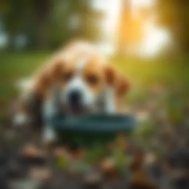 Dog Refreshing Itself with Portable Hydration Dog enjoying water from a collapsible dish