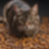 A variety of cat food options showcasing different textures and colors