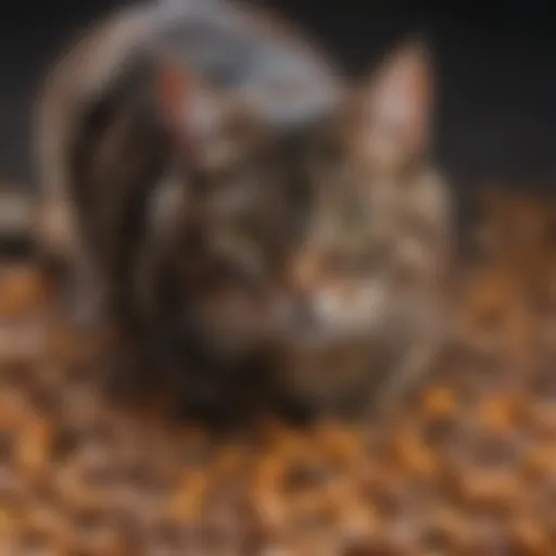 A variety of cat food options showcasing different textures and colors