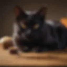 A sleek black cat enjoying a homemade diet treat