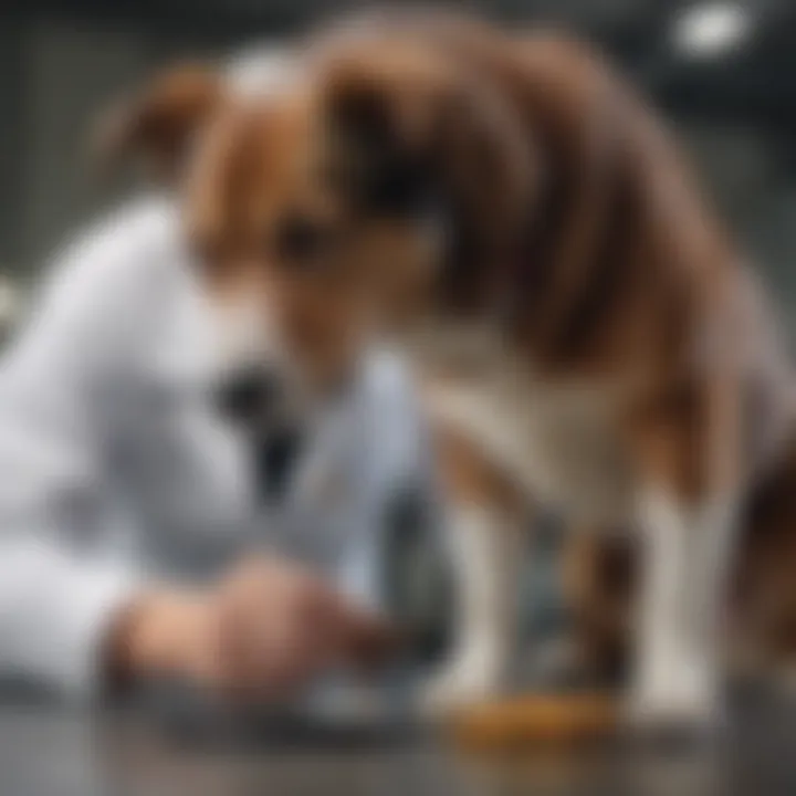 A veterinarian conducting a breed mix test on a dog