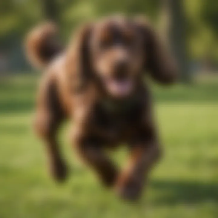 Adorable Cocker Spaniel playing fetch in a park