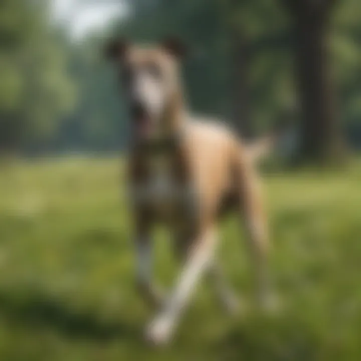 Graceful Greyhound running in a lush green meadow