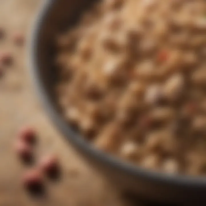 Close-up of a bowl of turkey and quinoa dog food