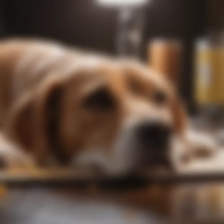 Various types of dog sedatives displayed on a table.