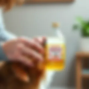 Vinegar application on a dog