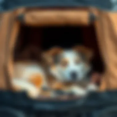 A dog comfortably resting inside an expandable crate