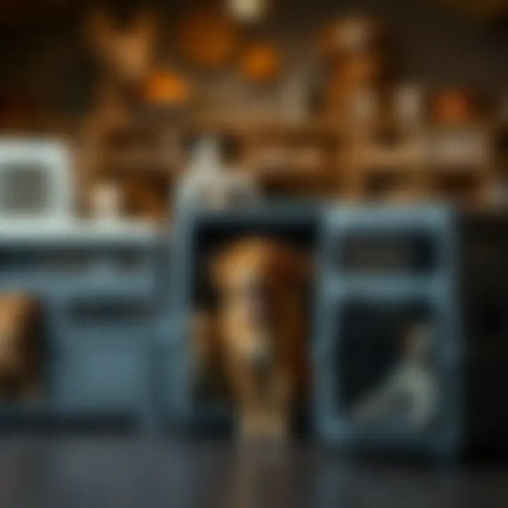 Various designs of expandable crates for dogs displayed together