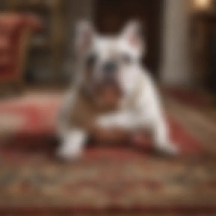 Luxurious rug with regal bulldog illustration