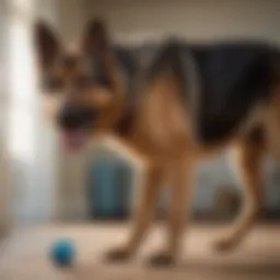German Shepherd with hip dysplasia receiving physical therapy