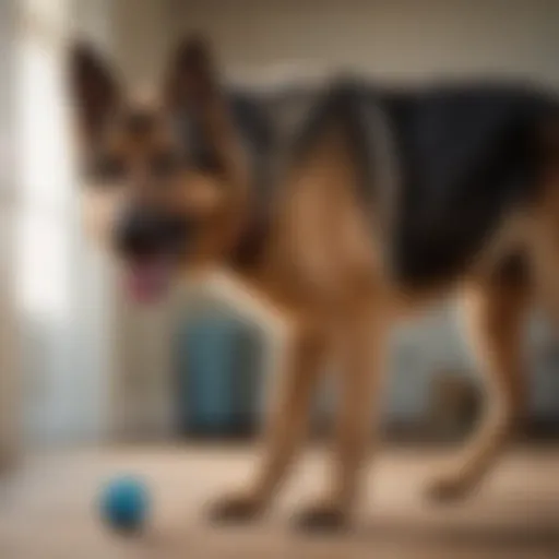 German Shepherd with hip dysplasia receiving physical therapy