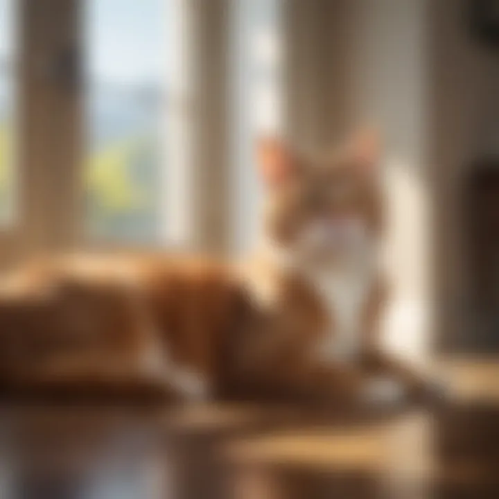 Elegant cat resting in a sunlit room