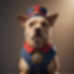 A whimsical dog wearing a funny costume