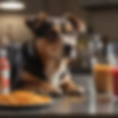 Pet owner examining lab picture of pet nutrition