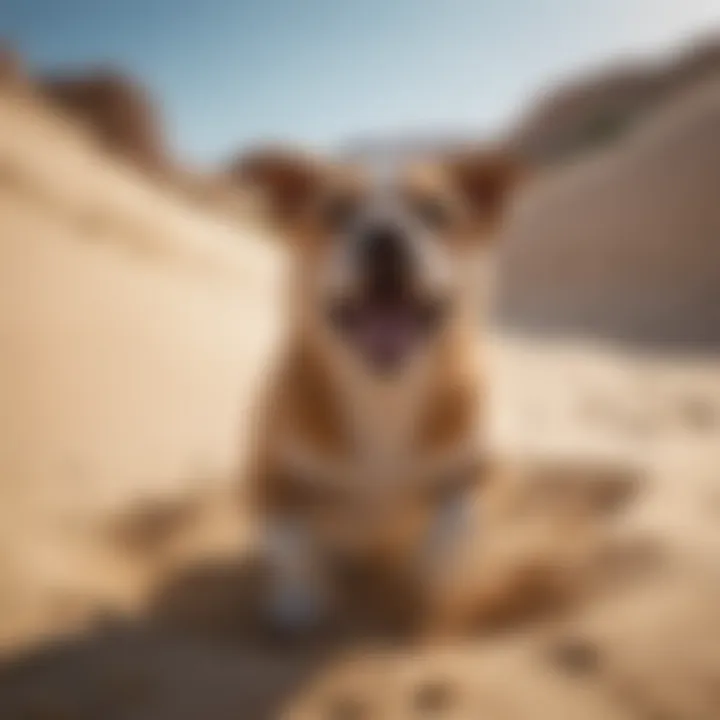 Pet playing happily in a sand bed