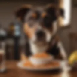 A healthy dog enjoying a bowl of fiber-rich food