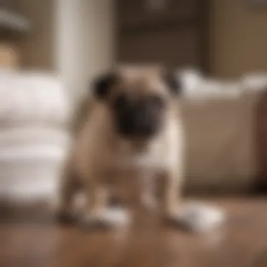 Discerning Pug Diaper Selection Pug owner selecting the perfect diaper with care and attention