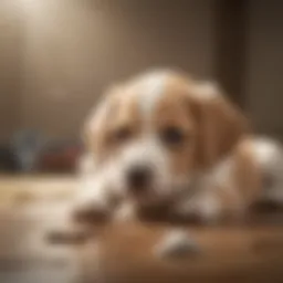Puppy receiving topical flea treatment