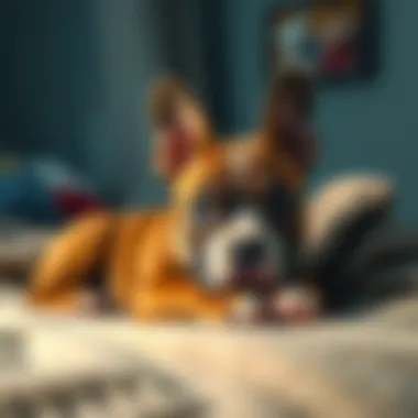 Cozy Bull Dog Puppy Bull dog puppy lounging comfortably on a cozy blanket