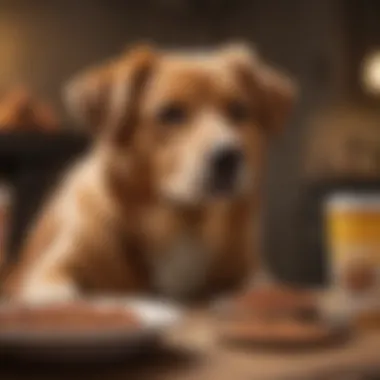 A dog enjoying a meal of single protein dog food in a serene environment