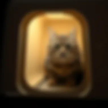 Cat comfortably using an enclosed litter box