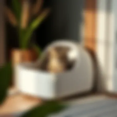 Stylish enclosed cat litter box in modern home decor