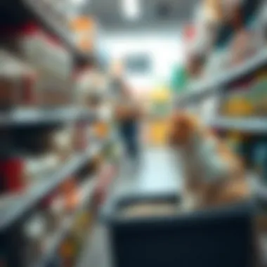 Cat owner selecting organic litter in a pet store