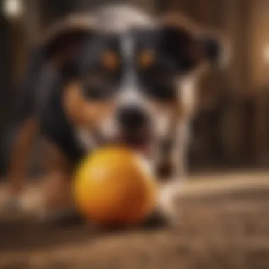 Dog Engaging with the Ball A joyful dog playing with the big dog ball.