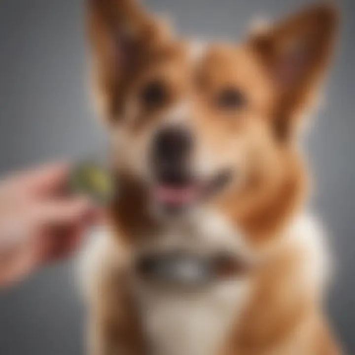 Happy pet owner attaching a custom ID tag to their pet's collar