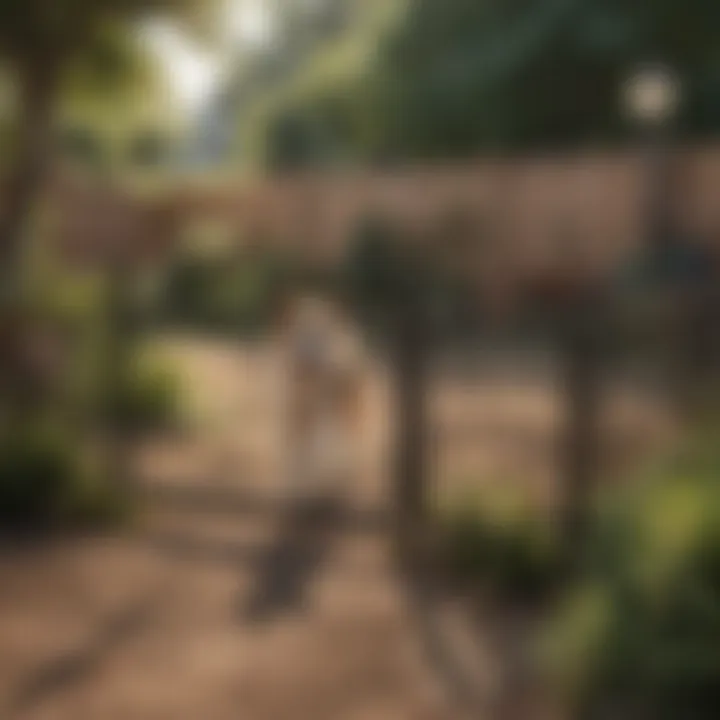 Outdoor dog corral setup in garden