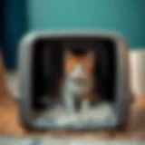 Traditional open cat litter box with clean litter