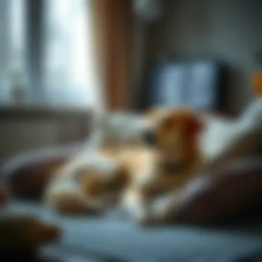 Comfortable Environment for Recovery Dog enjoying a comfortable resting space