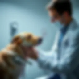 Veterinarian examining a dog with arthritis