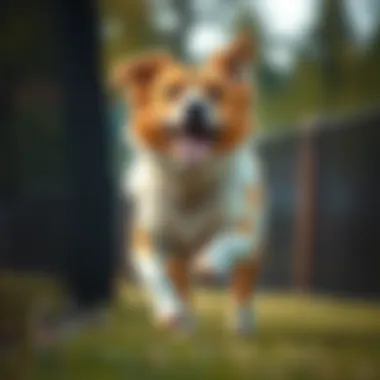 Pet Safety and Freedom with Wireless Fencing A happy dog playing within the safe boundaries of a wireless fence