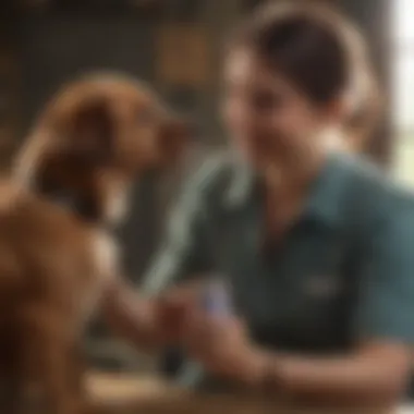 Owner administering Extend Joint Care to a dog with care