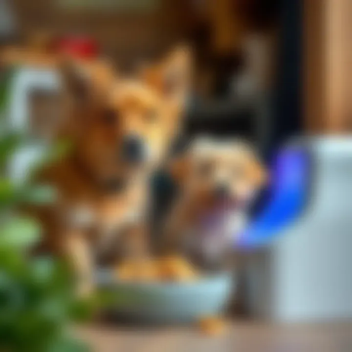 Diverse pets enjoying meals from Faroro feeder