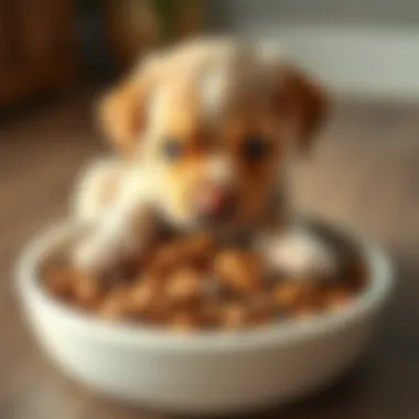Bowl filled with high-quality puppy food